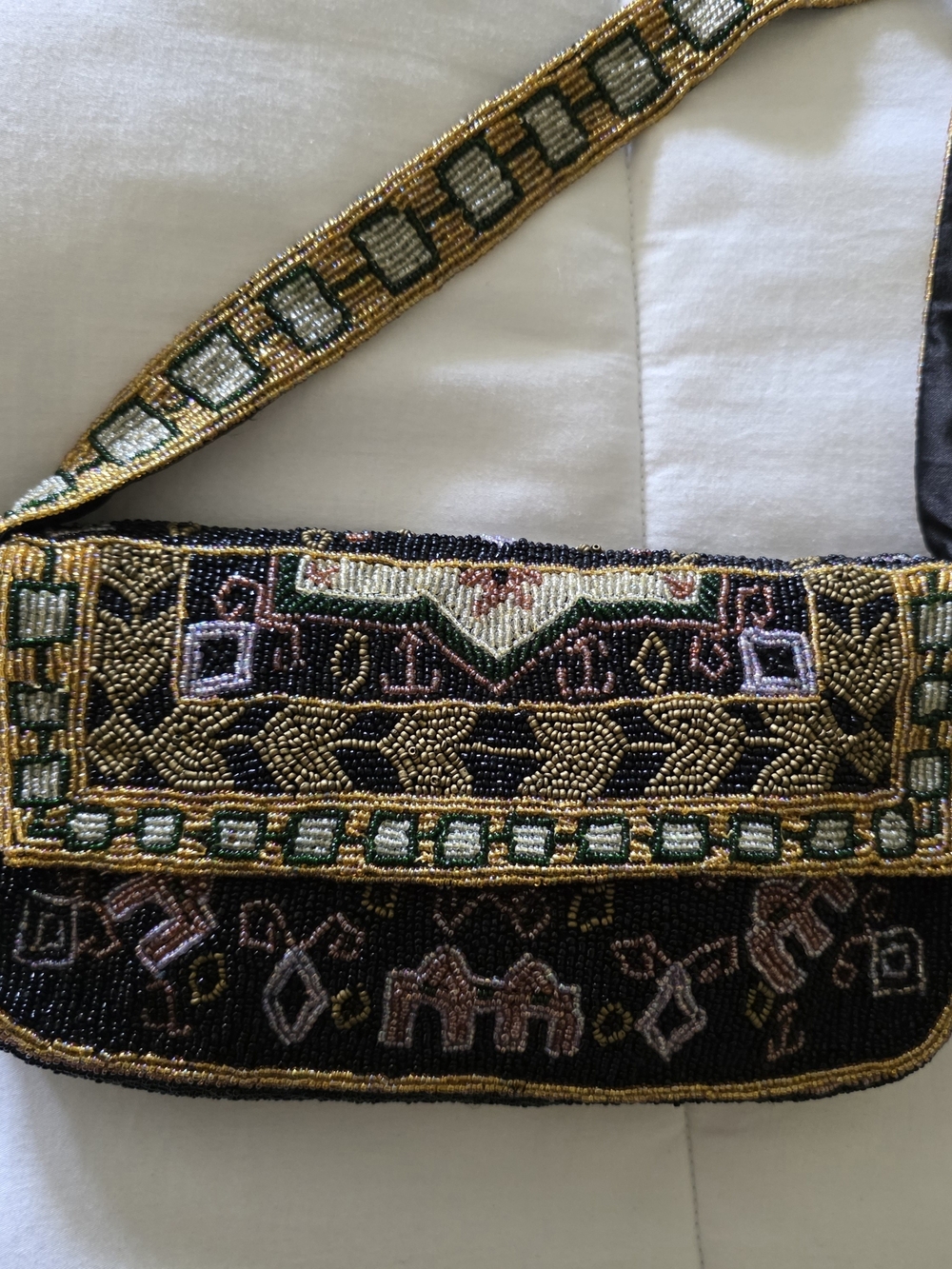 Vintage Christiana Glass Beaded Evening Bag Purse Hand Crafted Glass Bead India - Picture 5 of 10